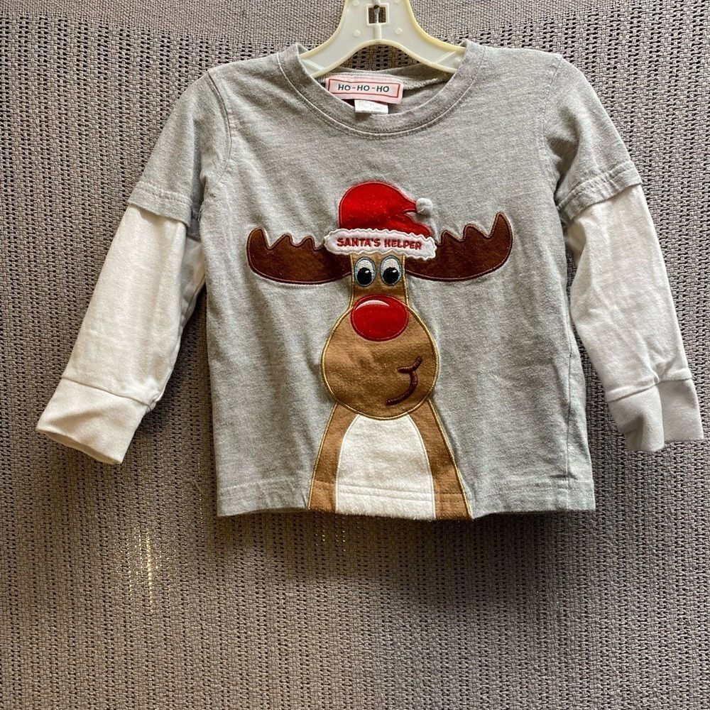 Boys ho ho ho Christmas Santas helper long sleeve top thank you